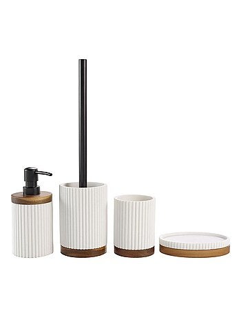 Porte savon effet pierre et acacia HAMILTON