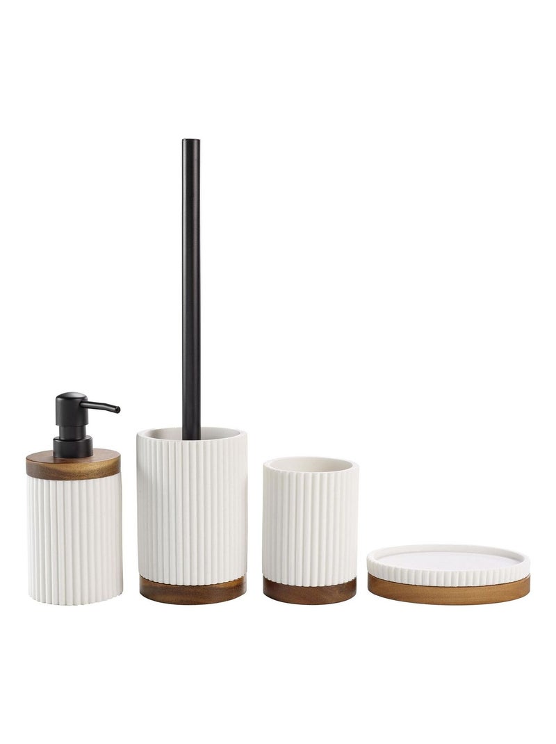Porte savon effet pierre et acacia HAMILTON Blanc - Kiabi