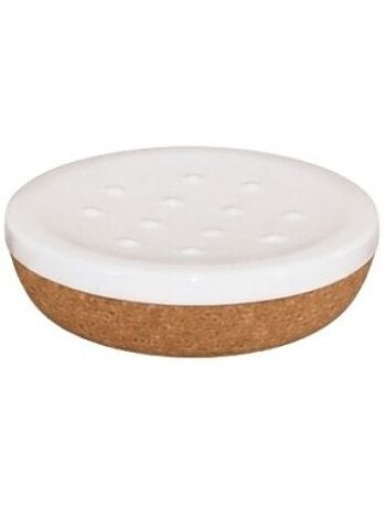 Porte savon en céramique blanche et liège