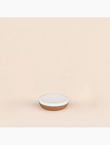 Porte savon en céramique blanche et liège