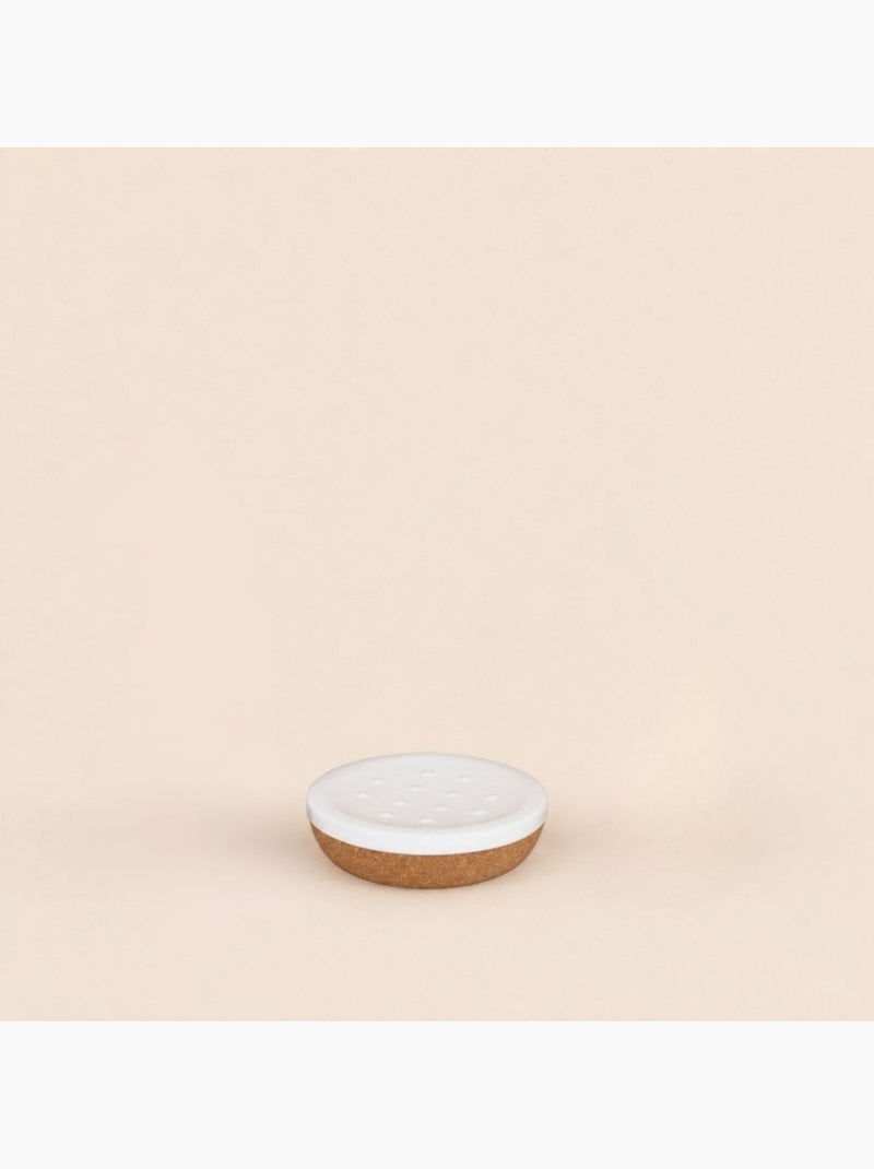 Porte savon en céramique blanche et liège Blanc - Kiabi