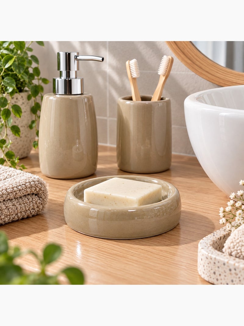 Porte savon en ceramique bulle Taupe - Kiabi