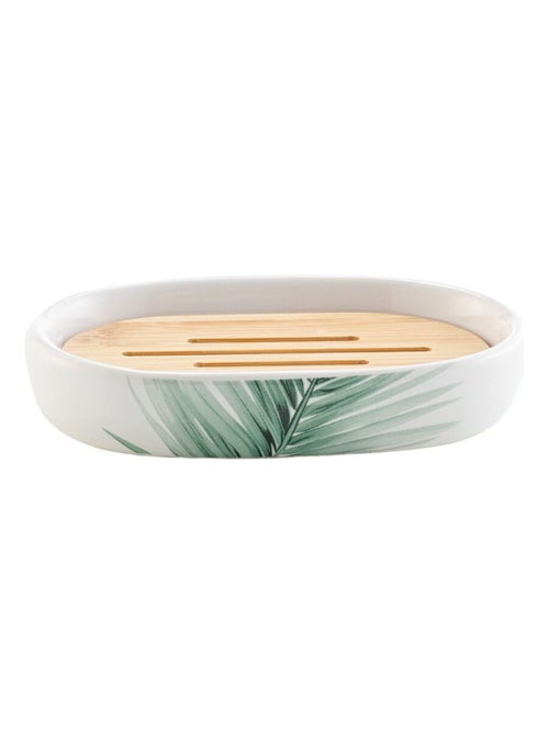 Porte savon en céramique et bambou motif palmier VARADERO - Kiabi