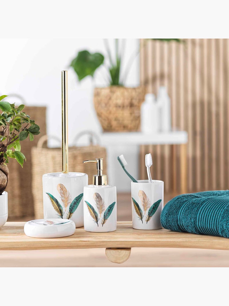Porte savon en ceramique plumes Blanc - Kiabi