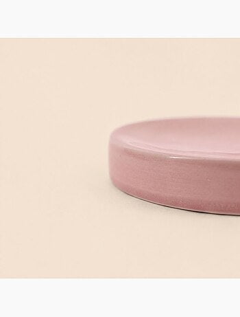 Porte savon en céramique rose effect craquelé