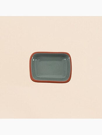 Porte savon en céramique verte et terracotta