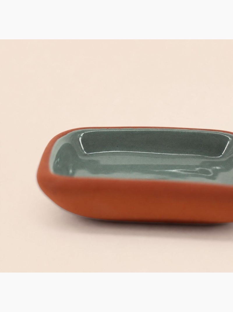 Porte savon en céramique verte et terracotta Vert - Kiabi