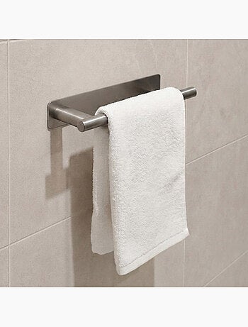 Porte serviette adhésif mural salle de bain ou cuisine 1 barre, sans perçage - Vivezen
