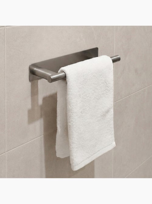 Porte serviette adhésif mural salle de bain ou cuisine 1 barre, sans perçage - Vivezen - Kiabi Porte serviette adhésif mural salle de bain ou cuisine 1 barre, sans perçage - Vivezen - Kiabi