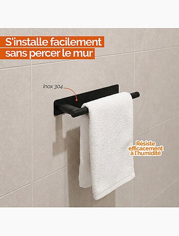 Porte serviette adhésif mural salle de bain ou cuisine 1 barre, sans perçage - vivezen