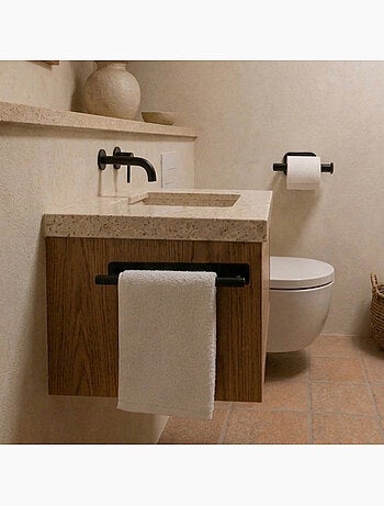 Porte serviette adhésif mural salle de bain ou cuisine 1 barre, sans perçage - vivezen