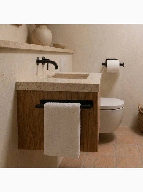 Porte serviette adhésif mural salle de bain ou cuisine 1 barre, sans perçage - vivezen - Kiabi Porte serviette adhésif mural salle de bain ou cuisine 1 barre, sans perçage - vivezen - Kiabi