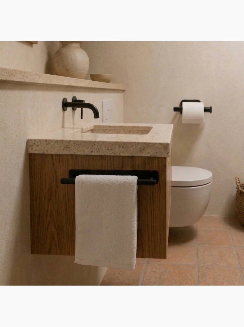 Porte serviette adhésif mural salle de bain ou cuisine 1 barre, sans perçage - vivezen Noir - Kiabi