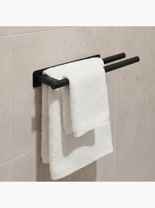 Porte serviette adhésif mural salle de bain ou cuisine 2 barres, sans perçage - Vivezen - Kiabi