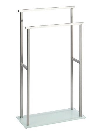 Porte-serviettes 2 barres en acier avec base en verre DEBAR