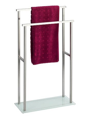 Porte-serviettes 2 barres en acier avec base en verre DEBAR
