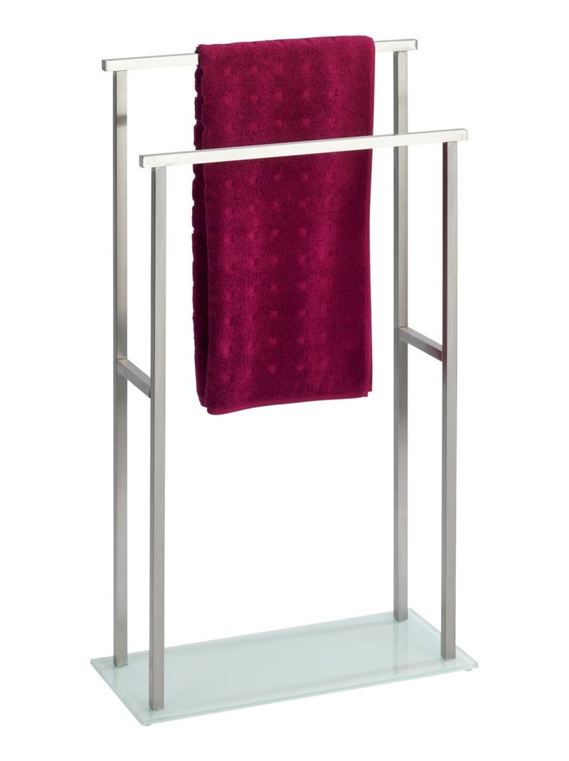 Porte-serviettes 2 barres en acier avec base en verre DEBAR Blanc - Kiabi