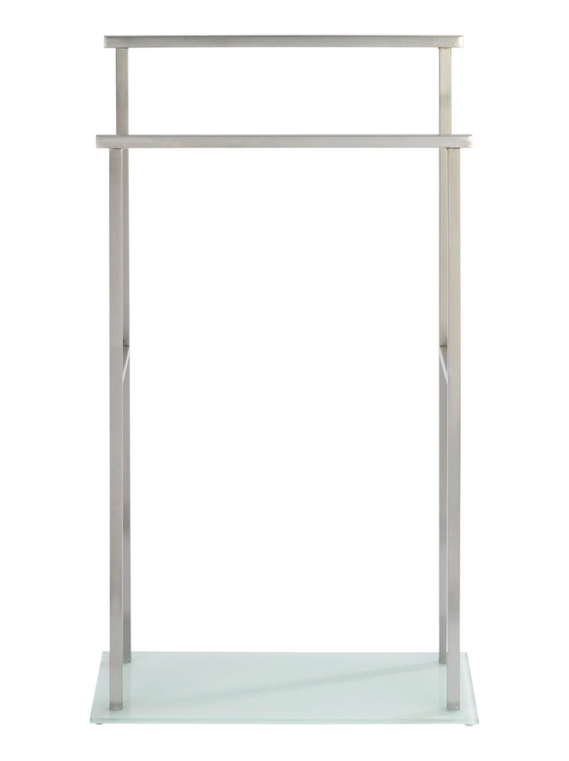 Porte-serviettes 2 barres en acier avec base en verre DEBAR Blanc - Kiabi