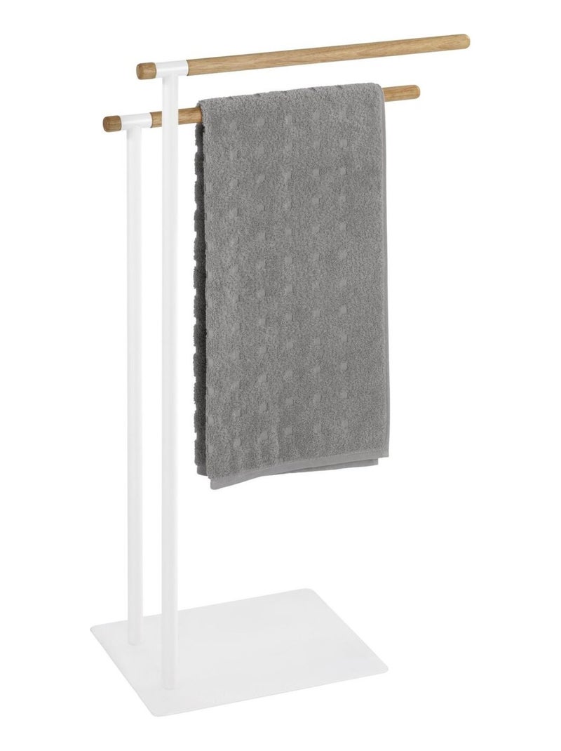 Porte-serviettes 2 barres en bois et acier MACAO Blanc - Kiabi
