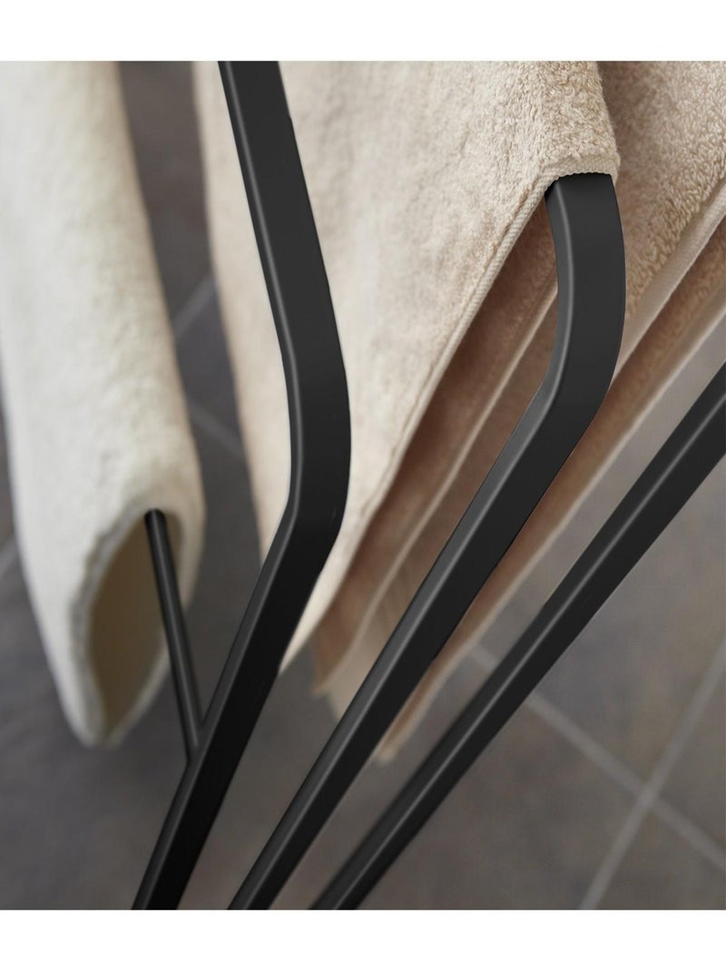 Échelle Porte-Serviettes 4 Barres Noir - Range Serviettes & Vêtements Sans Percage 160x40x26 Cm