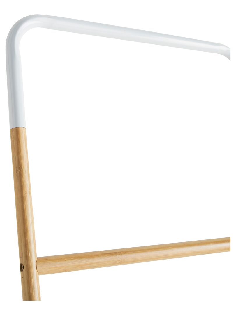 Porte-serviettes échelle - Bambou naturel et métal blanc - 6 niveaux - 189x45x2cm Blanc - Kiabi