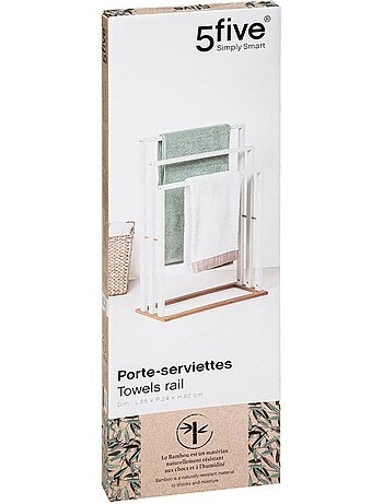 Porte-serviettes sur pieds 3 barres en bois et métal NATURÉO