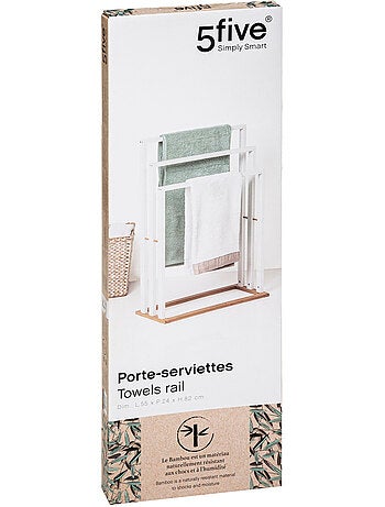 Porte-serviettes sur pieds 3 barres en bois et métal NATURÉO