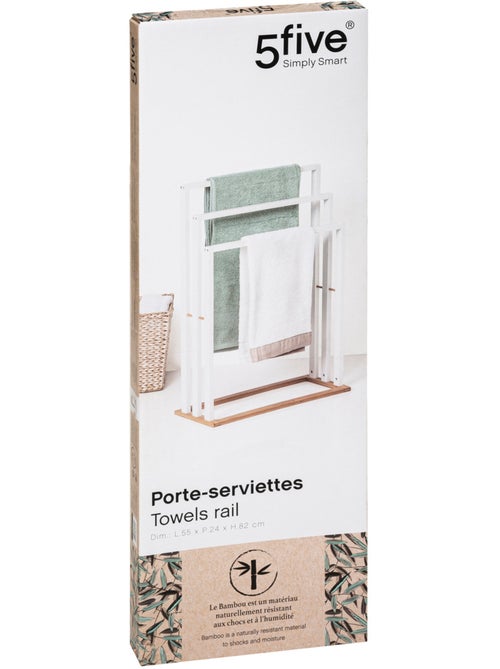 Porte-serviettes sur pieds 3 barres en bois et métal NATURÉO - Kiabi