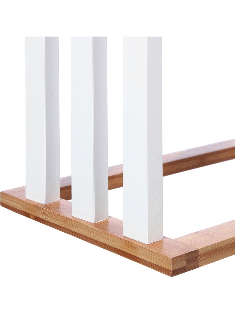 Porte-serviettes sur pieds 3 barres en bois et métal NATURÉO Blanc - Kiabi