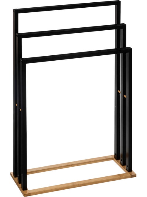 Porte-serviettes sur pieds 3 barres en bois et métal NATURÉO - Kiabi Porte-serviettes sur pieds 3 barres en bois et métal NATURÉO - Kiabi