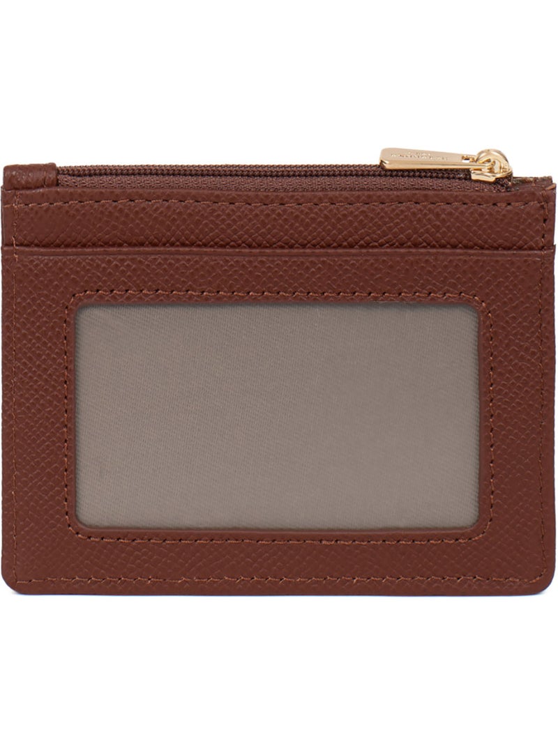 Portecartes  1 volet  Cuir AUDE Marron - Kiabi