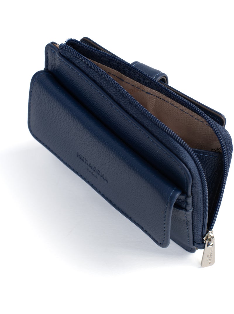 Portecartes  1 volet  Cuir CONFORT Bleu - Kiabi