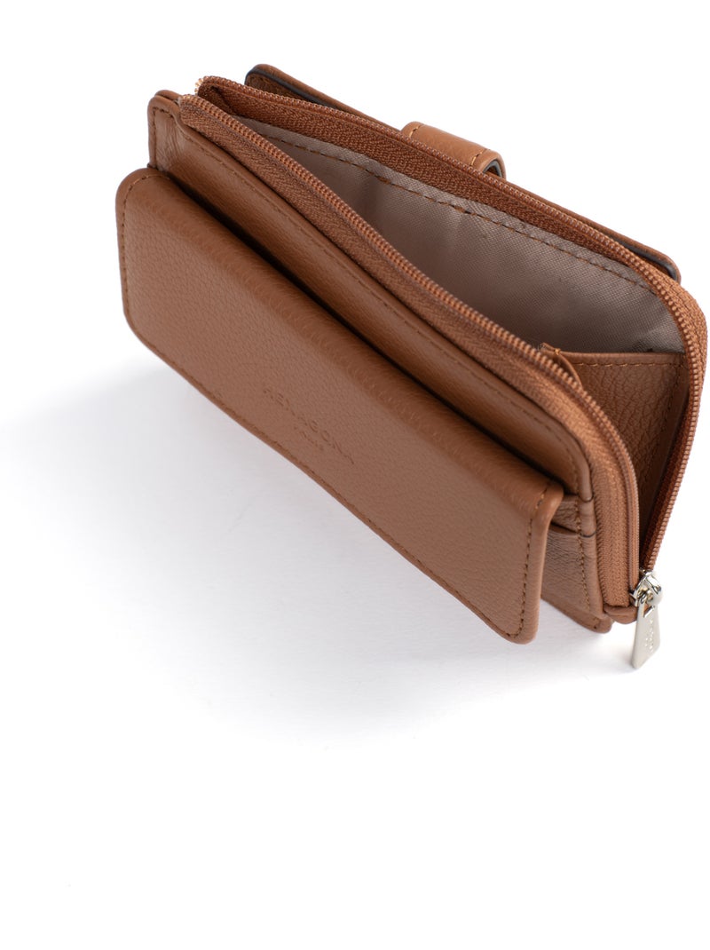Portecartes  1 volet  Cuir CONFORT Marron clair - Kiabi