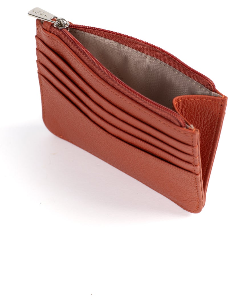 Portecartes  1 volet  Cuir CONFORT Orange - Kiabi