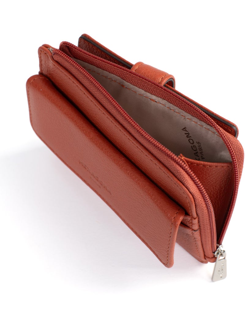 Portecartes  1 volet  Cuir CONFORT Orange - Kiabi