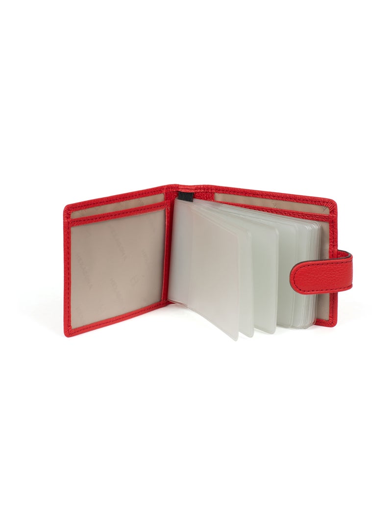 Portecartes  1 volet  Cuir CONFORT Rouge tomate - Kiabi