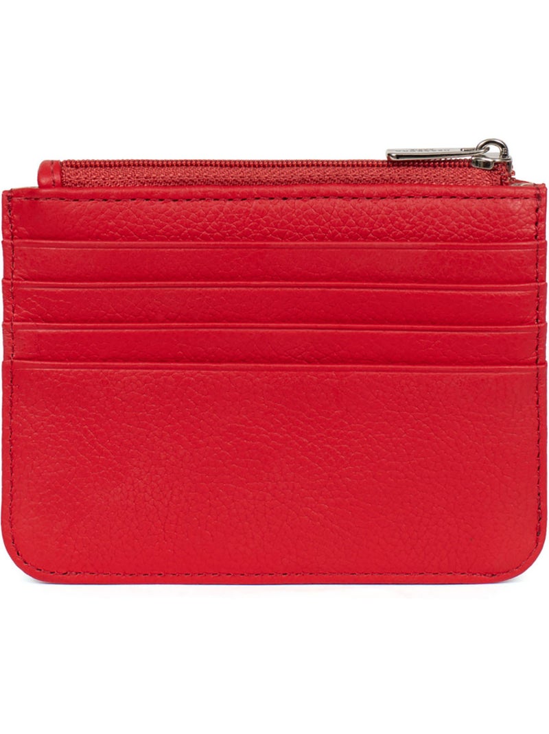Portecartes  1 volet  Cuir CONFORT Rouge tomate - Kiabi
