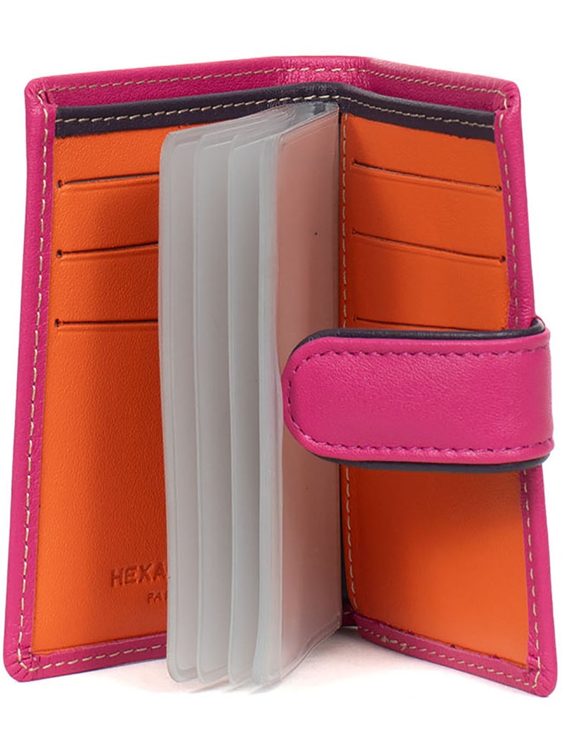 Portecartes  1 volet  cuir multico hexagona Rose fushia - Kiabi