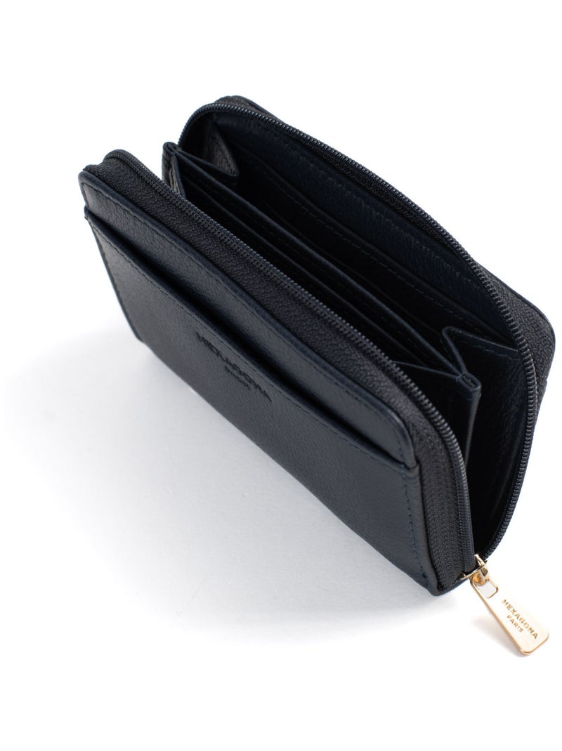 Portecartes  Stop RFID  Cuir CONFORT Bleu marine - Kiabi