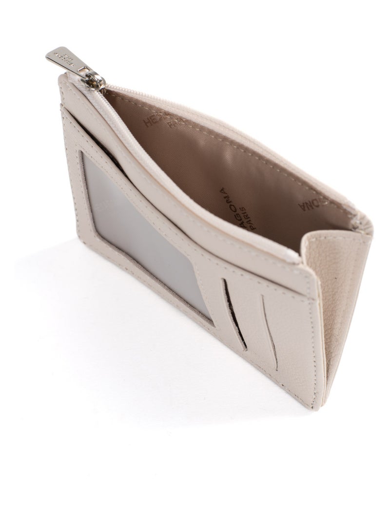 Portecartes  Stop RFID  Cuir CONFORT Ivoire - Kiabi