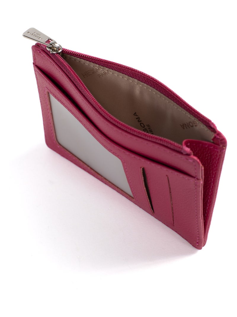 Portecartes  Stop RFID  Cuir CONFORT Rose fushia - Kiabi