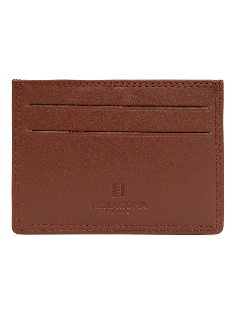 Portecartes  Stop RFID  Cuir SENSATION Cognac - Kiabi