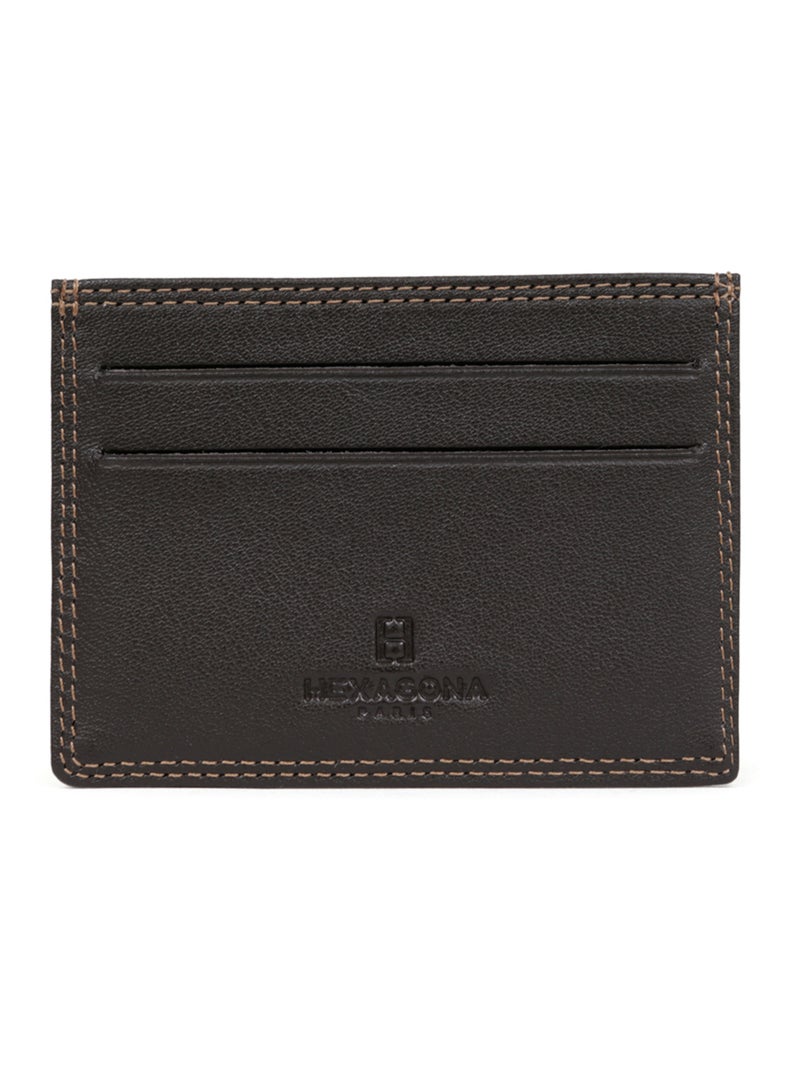 Portecartes  Stop RFID  Cuir SENSATION Marron foncé - Kiabi