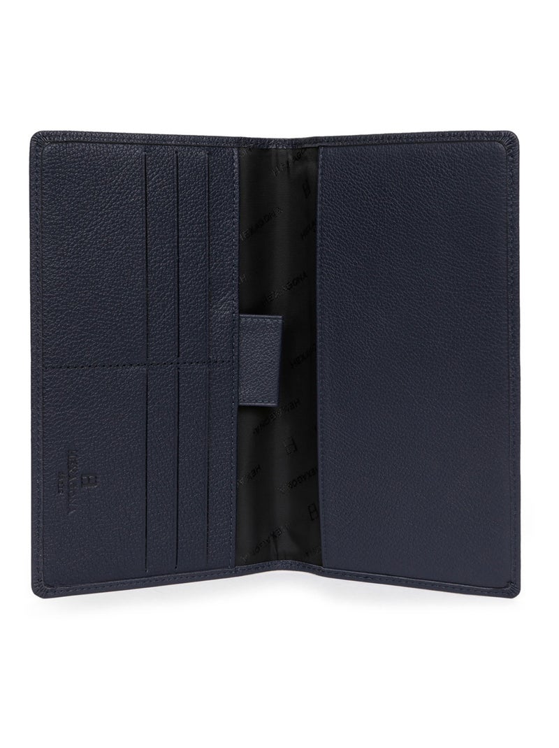 Portechéquier  1 volet  Cuir CONFORT Bleu marine - Kiabi