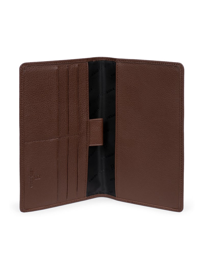 Portechéquier  1 volet  Cuir CONFORT Marron chocolat - Kiabi