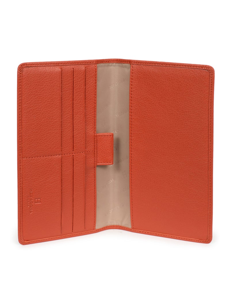 Portechéquier  1 volet  Cuir CONFORT Orange - Kiabi