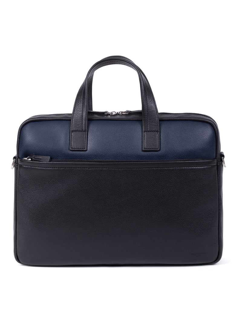Portedocuments  13" & A4  Cuir DUO Noir Bleu - Kiabi