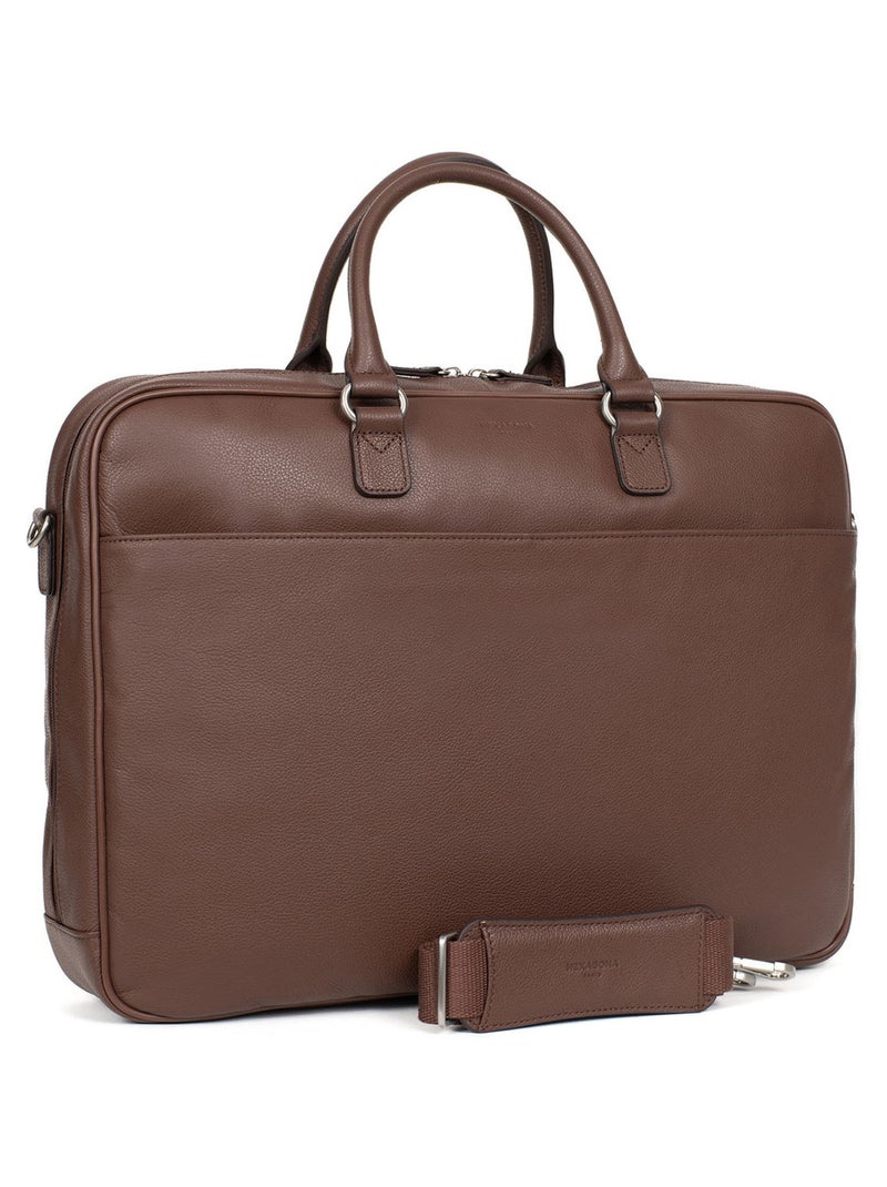 Portedocuments  17" & a4  cuir confort business hexagona Marron chocolat - Kiabi
