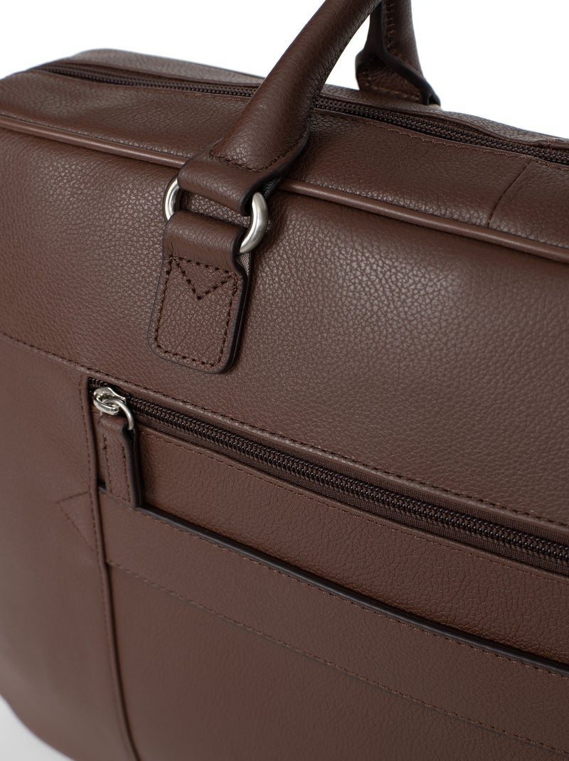 Portedocuments  17" & a4  cuir confort business hexagona Marron chocolat - Kiabi
