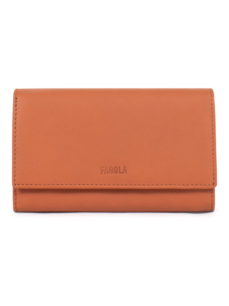 Portefeuille - 1 volet - Stop RFID - Cuir Orange mandarine - Kiabi